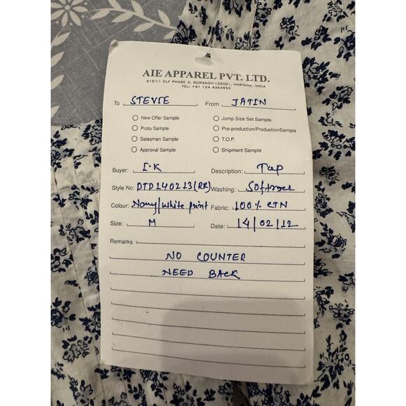 Floral Tunic Blouse Womens Medium White Blue 100% Cotton Tie Waist Boho Top - Picture 6 of 7